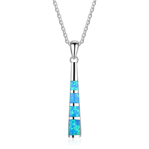 blue opal silver necklace