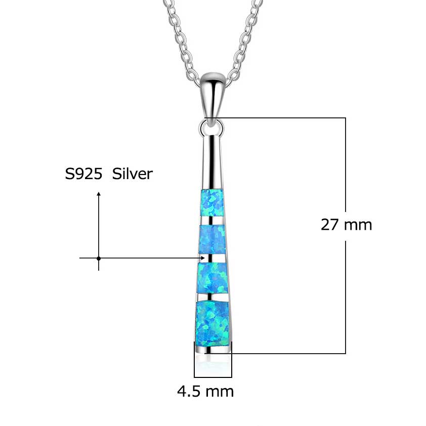 blue opal silver necklace