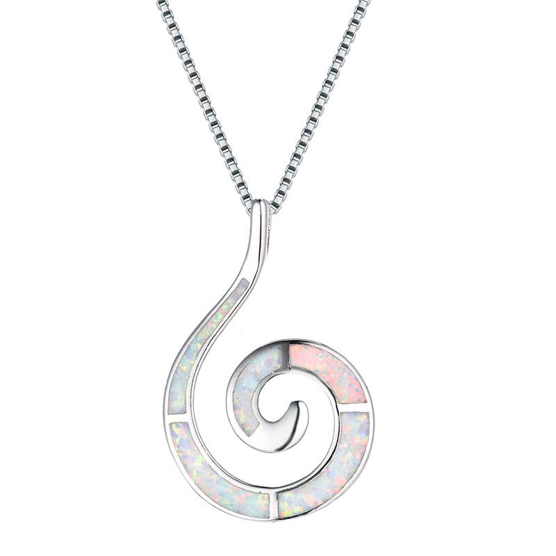 silver opal necklace fish hook maori jewellery