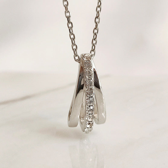 silver crystal necklace for women