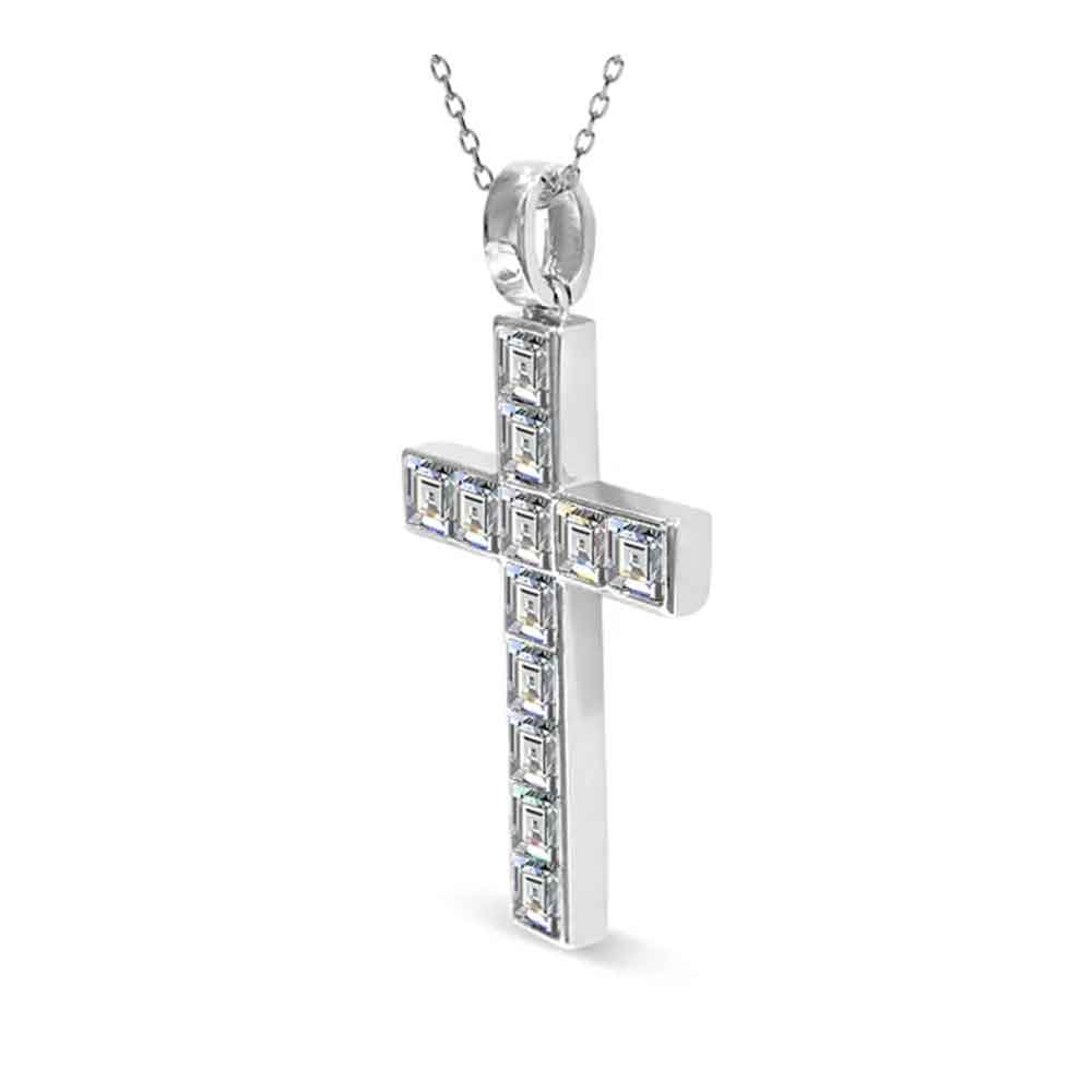 CRYSTAL CROSS EMBELLISHED CHAIN LAYERED NECKLACE – VENNA.CO