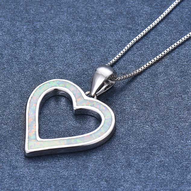 opal silver heart necklace jewellery nz