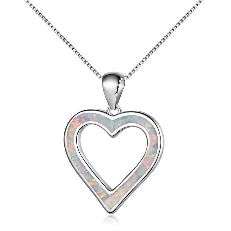 opal silver heart necklace jewellery nz