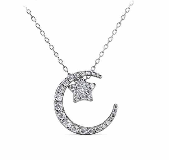 stars and moon crystal necklace girls women