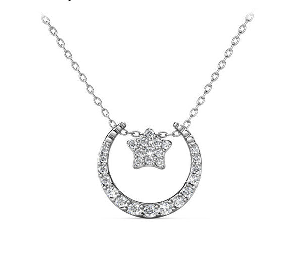 stars and moon crystal necklace girls women