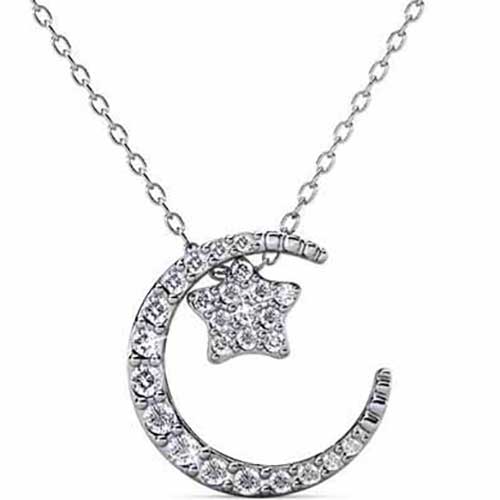 stars and moon crystal necklace girls women