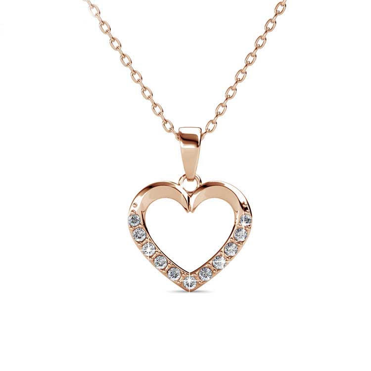 Frenelle Jewellery rose Gold heart crystal set