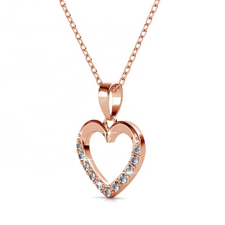 Frenelle Jewellery rose Gold heart crystal set