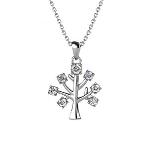silver tree of life necklace crystal jewellery