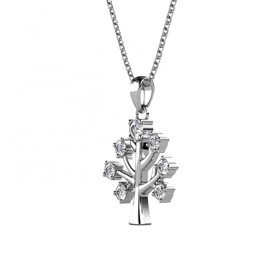 silver tree of life necklace crystal jewellery