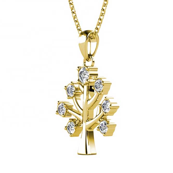 18K Gold Crystal Necklace "Tree of Life"