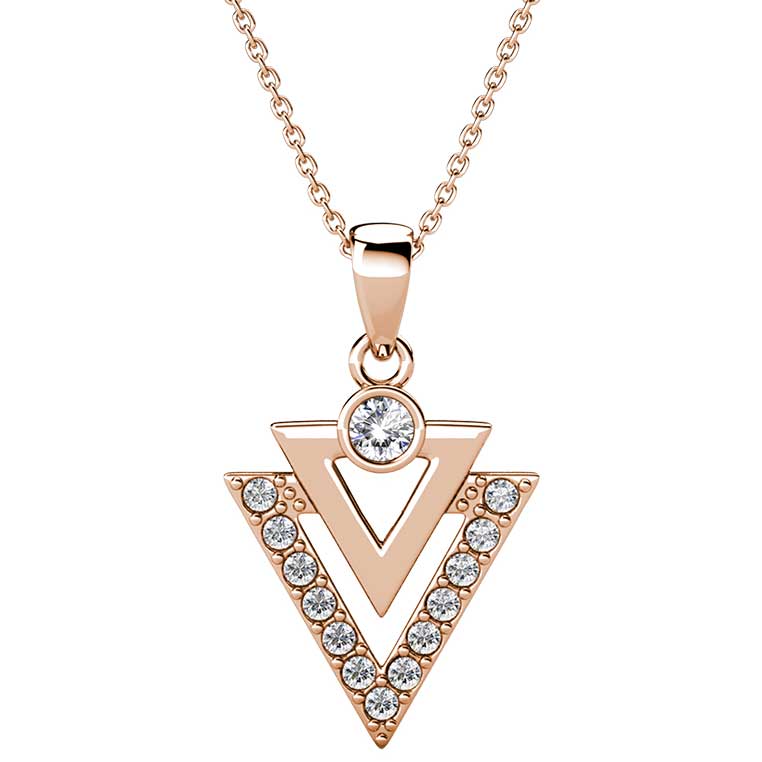 Rose Gold Crystal Geometric Earrings "Tripoli"