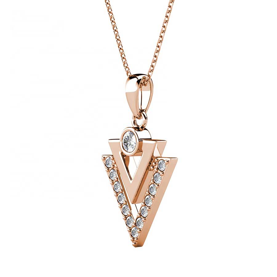 rose gold necklace geometric swarovskirose gold necklace geometric pendant NZ