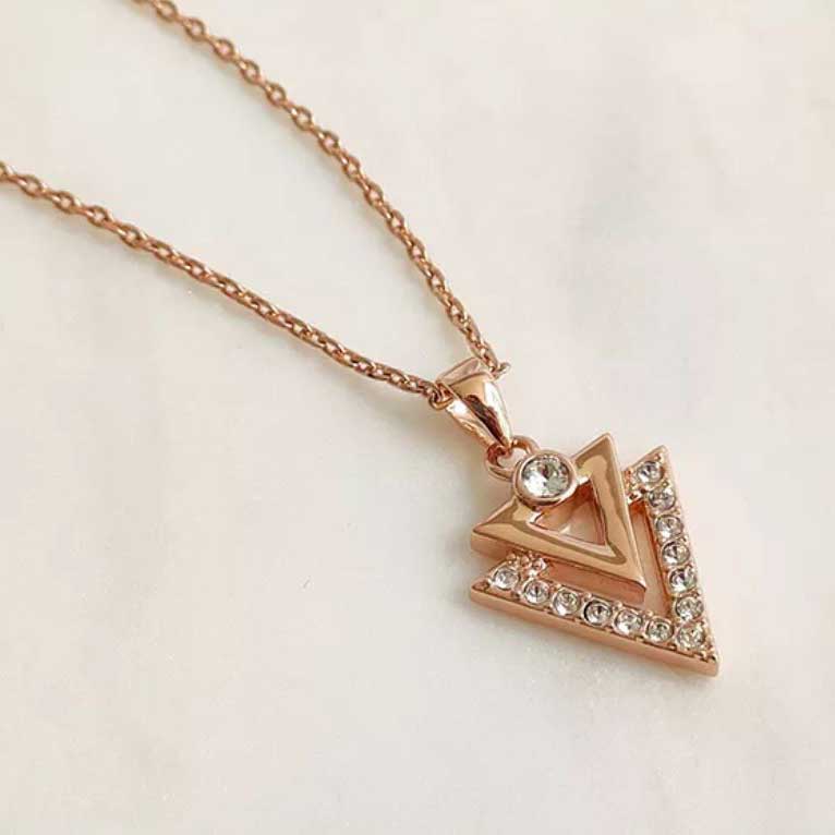 rose gold necklace geometric swarovskirose gold necklace geometric pendant NZ