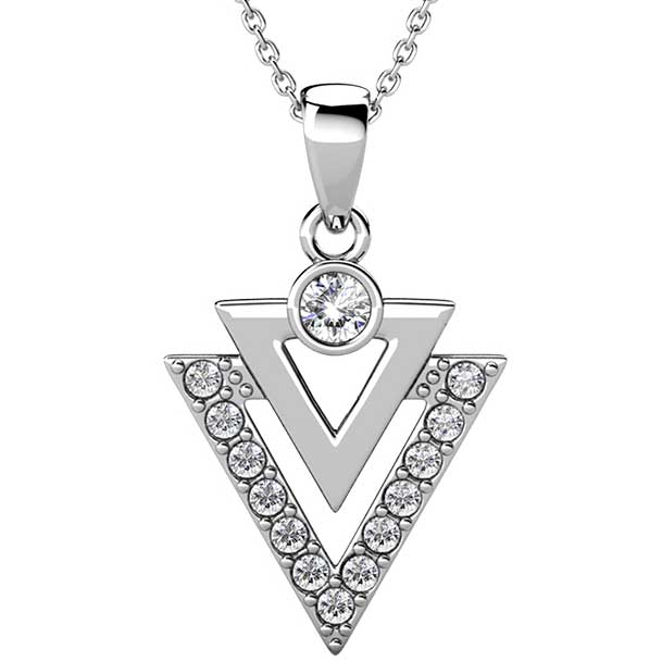 silver necklace crystal geometric swarovski