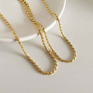 gold twisted rope chain necklace two