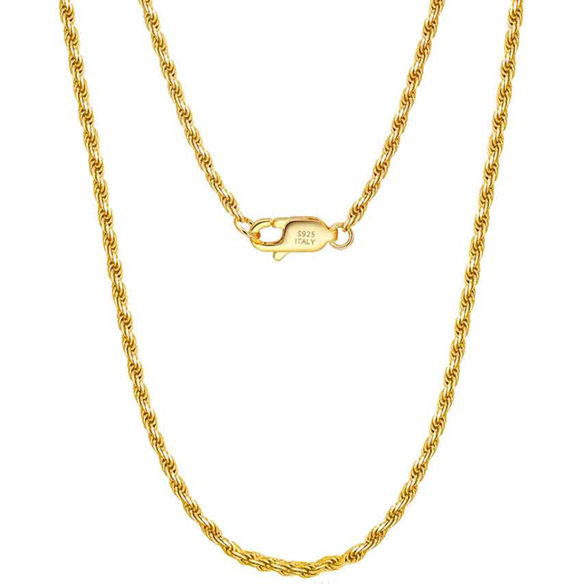gold twisted rope chain necklace