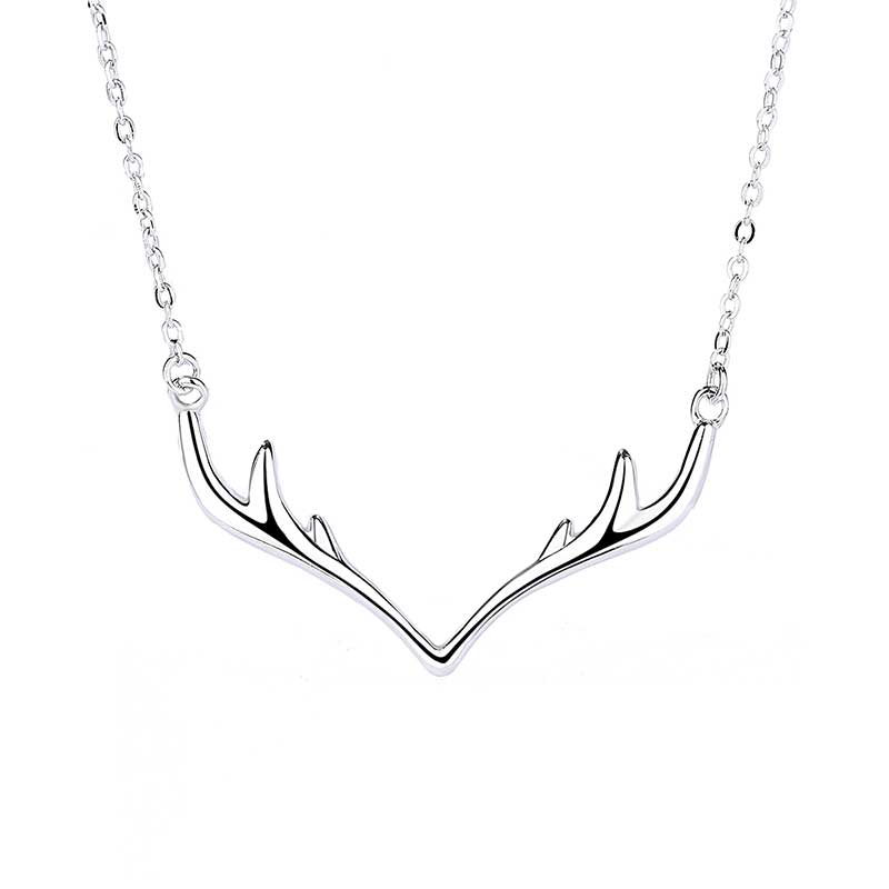 silver deer antler velvet necklace