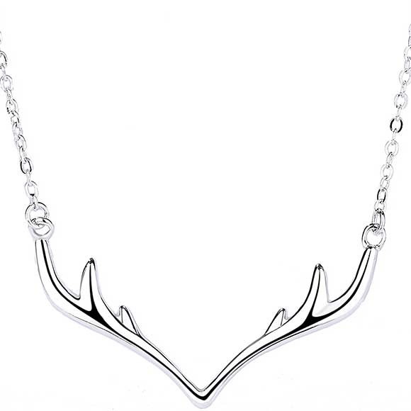 silver deer antler velvet necklace