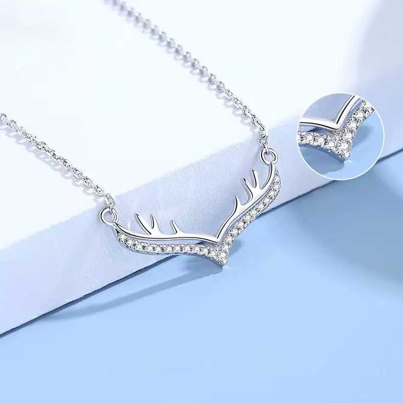 deer antler necklace silver for women
