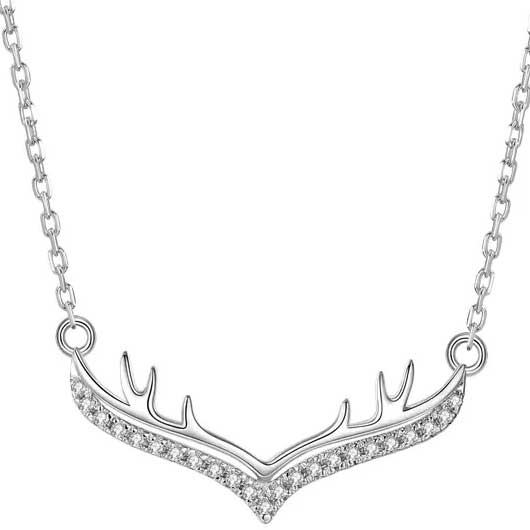 deer antler necklace silver for women