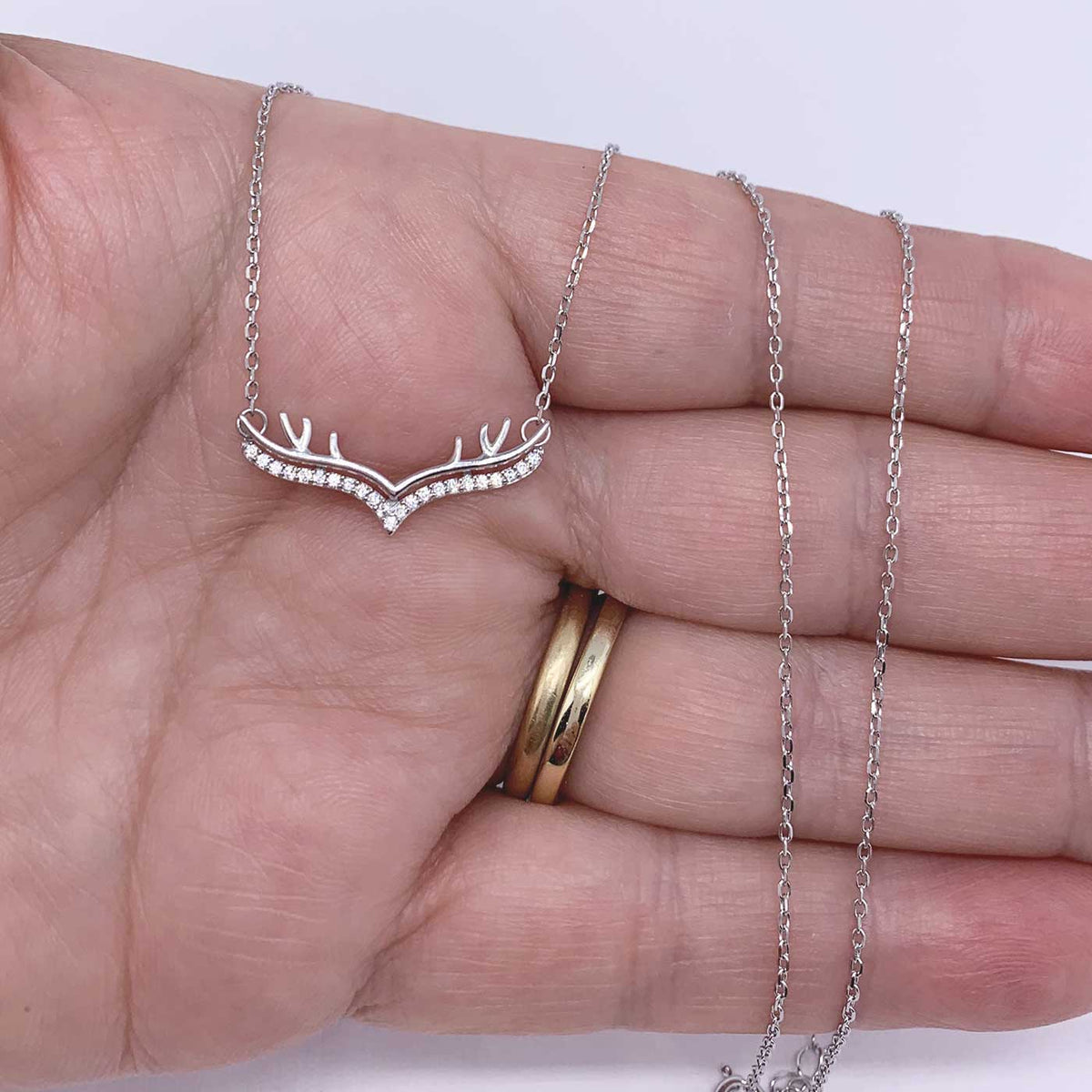 deer antler necklace silver for women