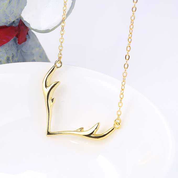 gold necklace chain deer antlers
