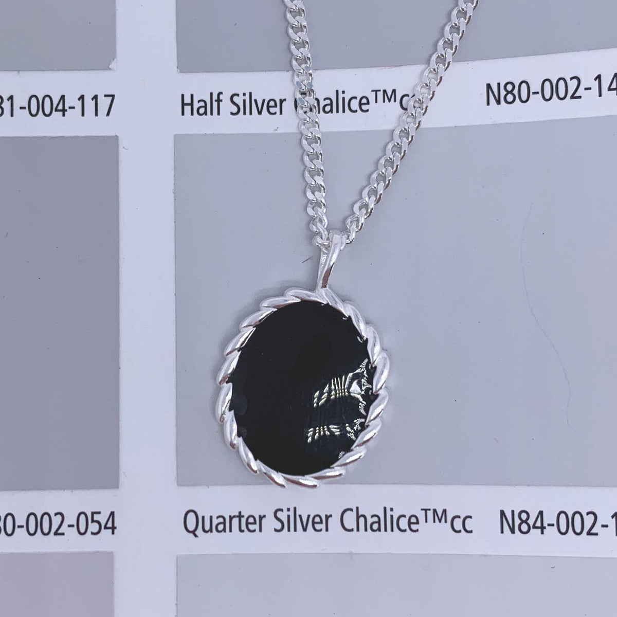 black and silver modern pendant necklace