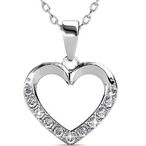 frenelle jewellery necklace heart crystal silver