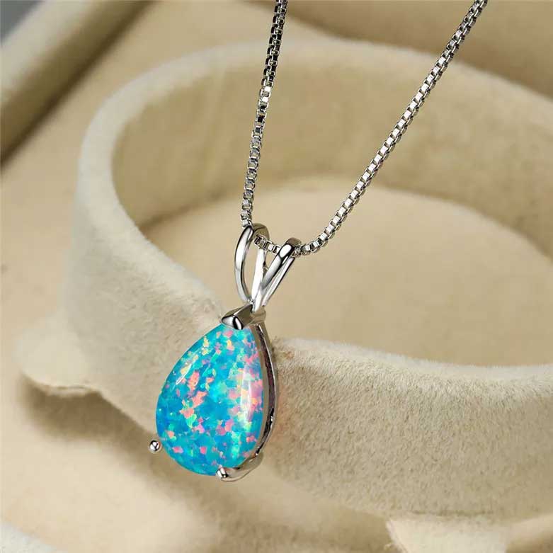 blue opal silver necklace jewellery women