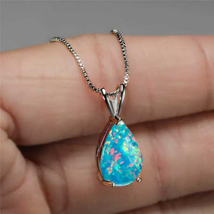 blue opal silver necklace jewellery women