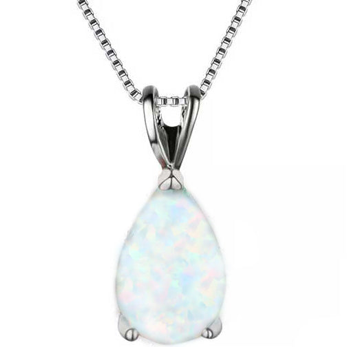 white opal silver necklace