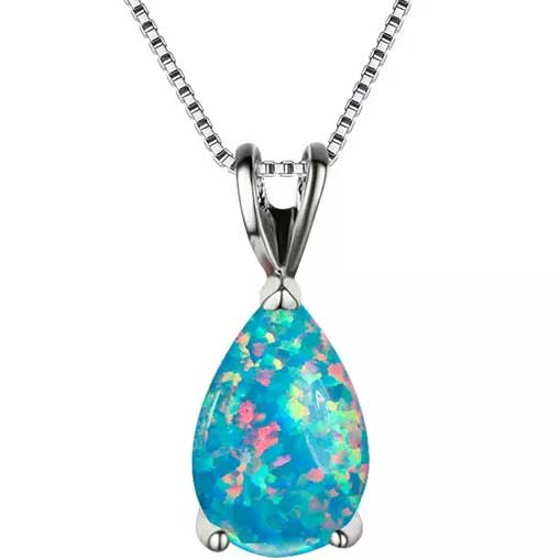 blue opal silver necklace jewellery women