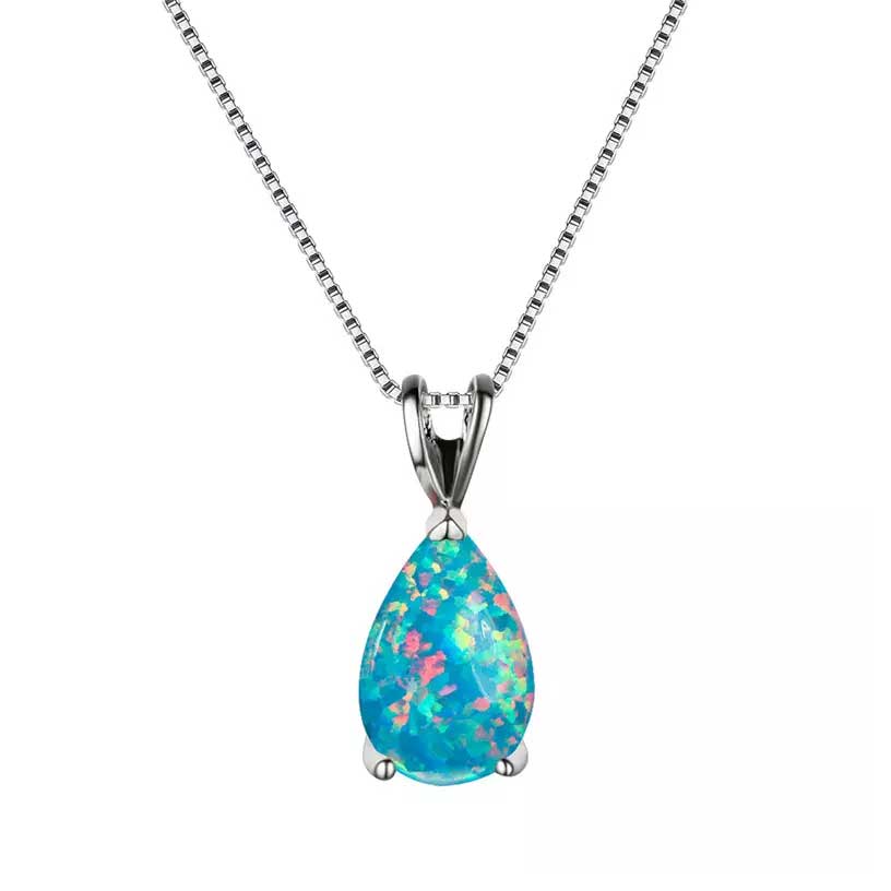blue opal silver necklace jewellery women