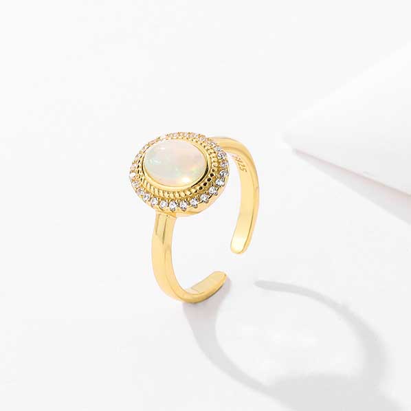 gold adjustable ring with cz diamonds