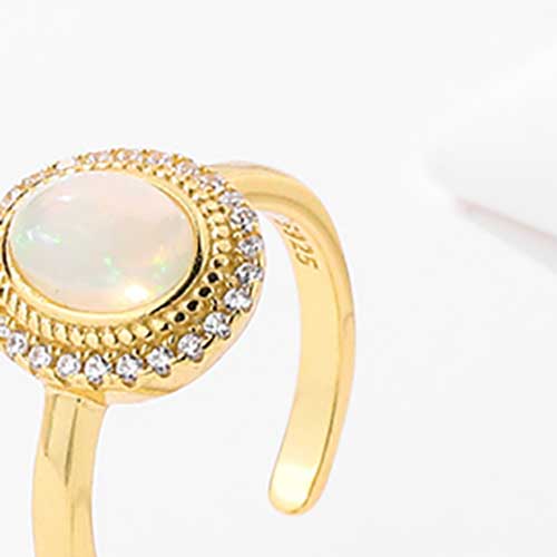 gold adjustable ring with cz diamonds