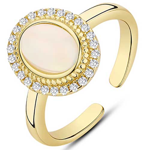 gold adjustable ring with cz diamonds