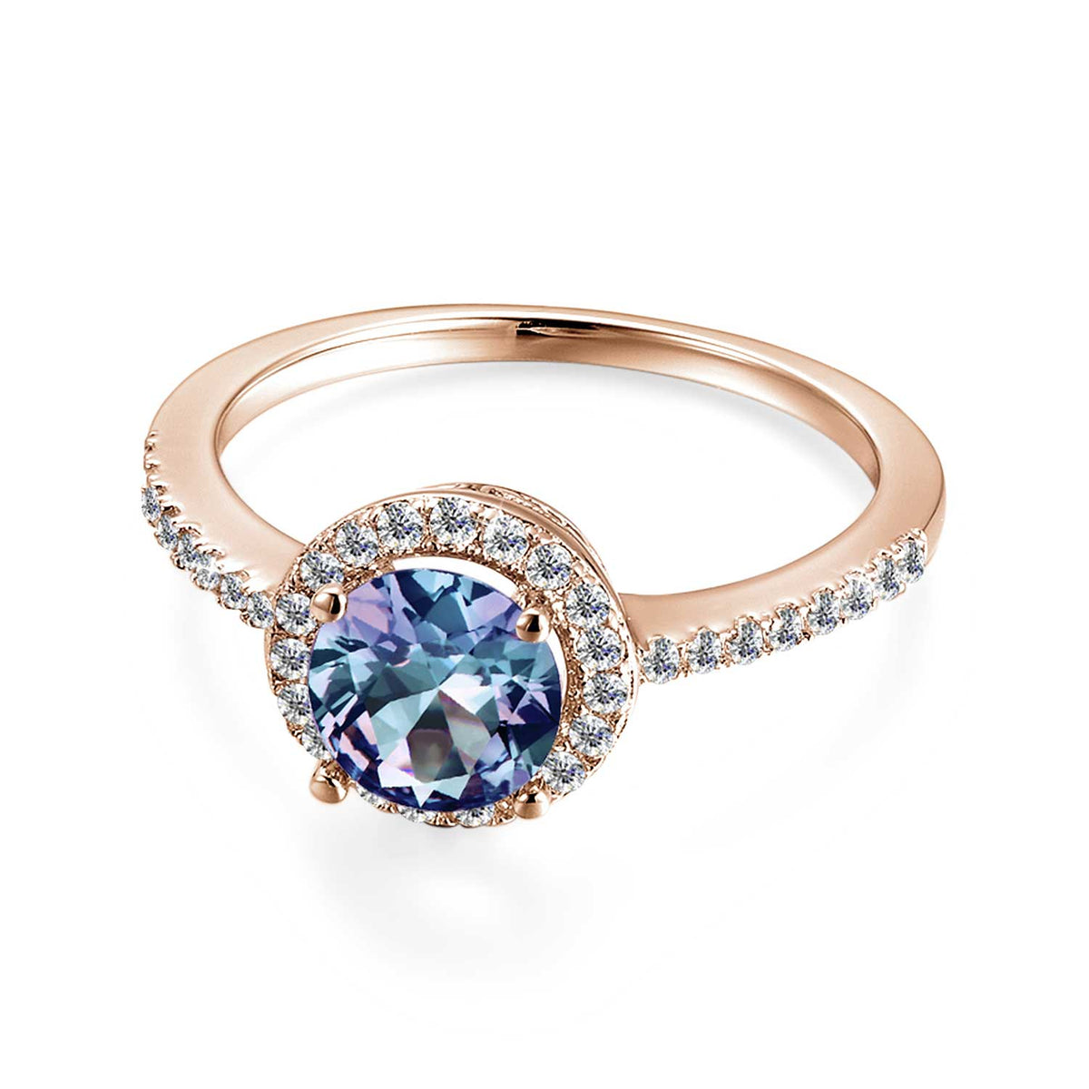rose gold alexandrite engagement dress ring