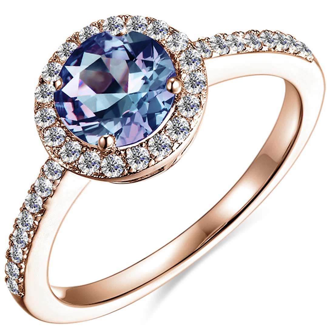 rose gold alexandrite engagement dress ring