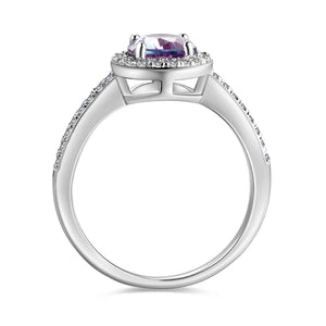 alexandrite silver engagement dress ring