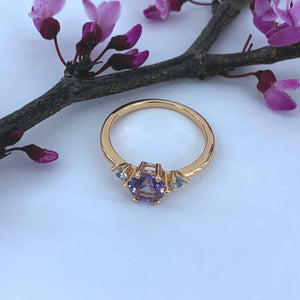 Rose-gold Premium Crystal and Alexandrite Stone Ring "Amal"