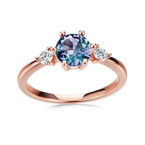 Rose-Gold Crystal Alexandrite Ring "Amal"