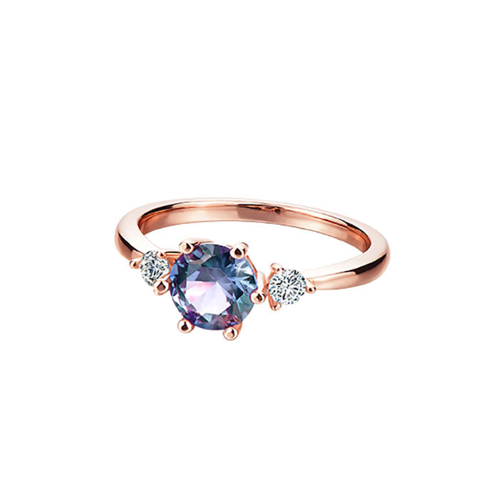 Rose-Gold Crystal Alexandrite Ring "Amal"