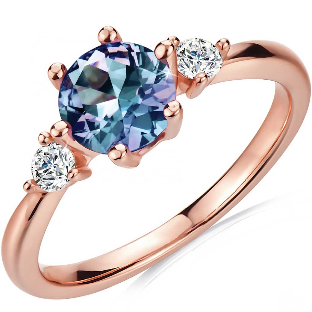 Rose-Gold Crystal Alexandrite Ring "Amal"