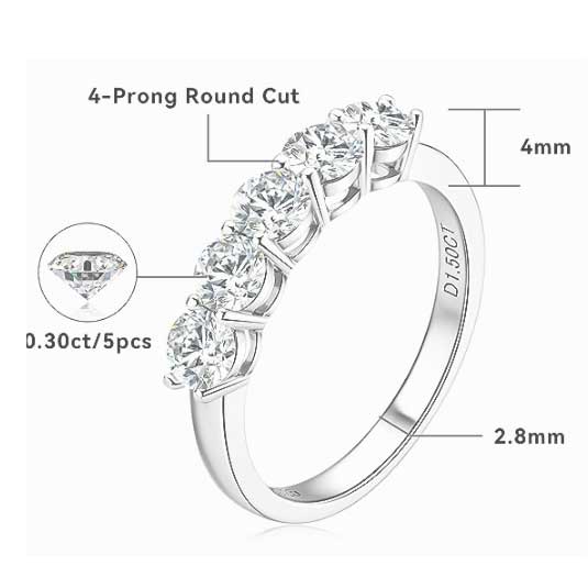 935 Sterling Silver Moissanite Eternity Ring "Avila"