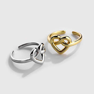 gold adjustable heart knot ring