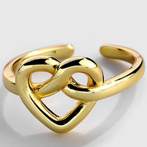 gold adjustable heart knot ring
