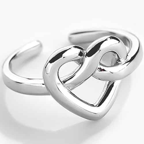 silver heart knot ring