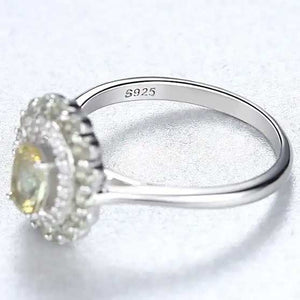 silver green crystal ring 925