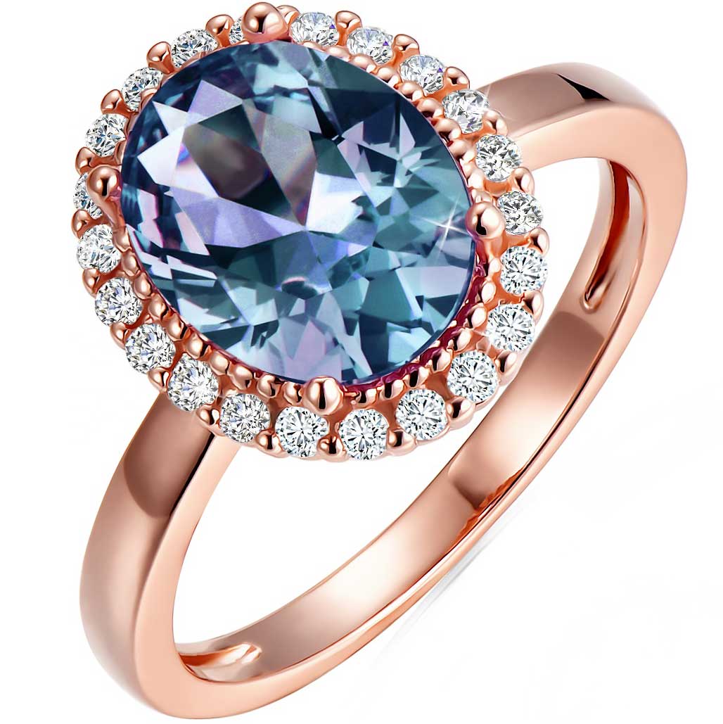 Rose-Gold Alexandrite Ring with large stone "Diana"
